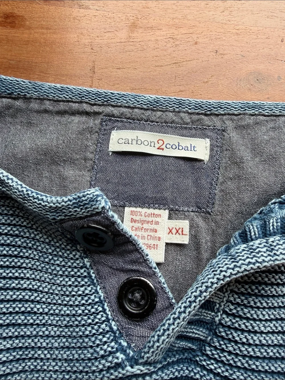 Men's Carbon 2 Cobalt Knit Henley Sweater - blue Gray